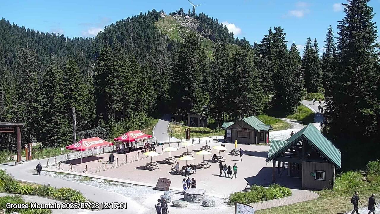 Webcam frame from Grouse Mountain at 2025/07/28 12:00