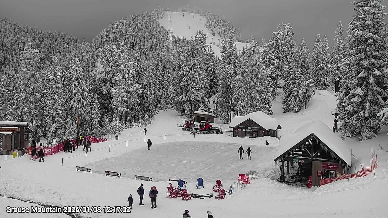 Webcam frame from Grouse Mountain at 2026/01/08 12:00