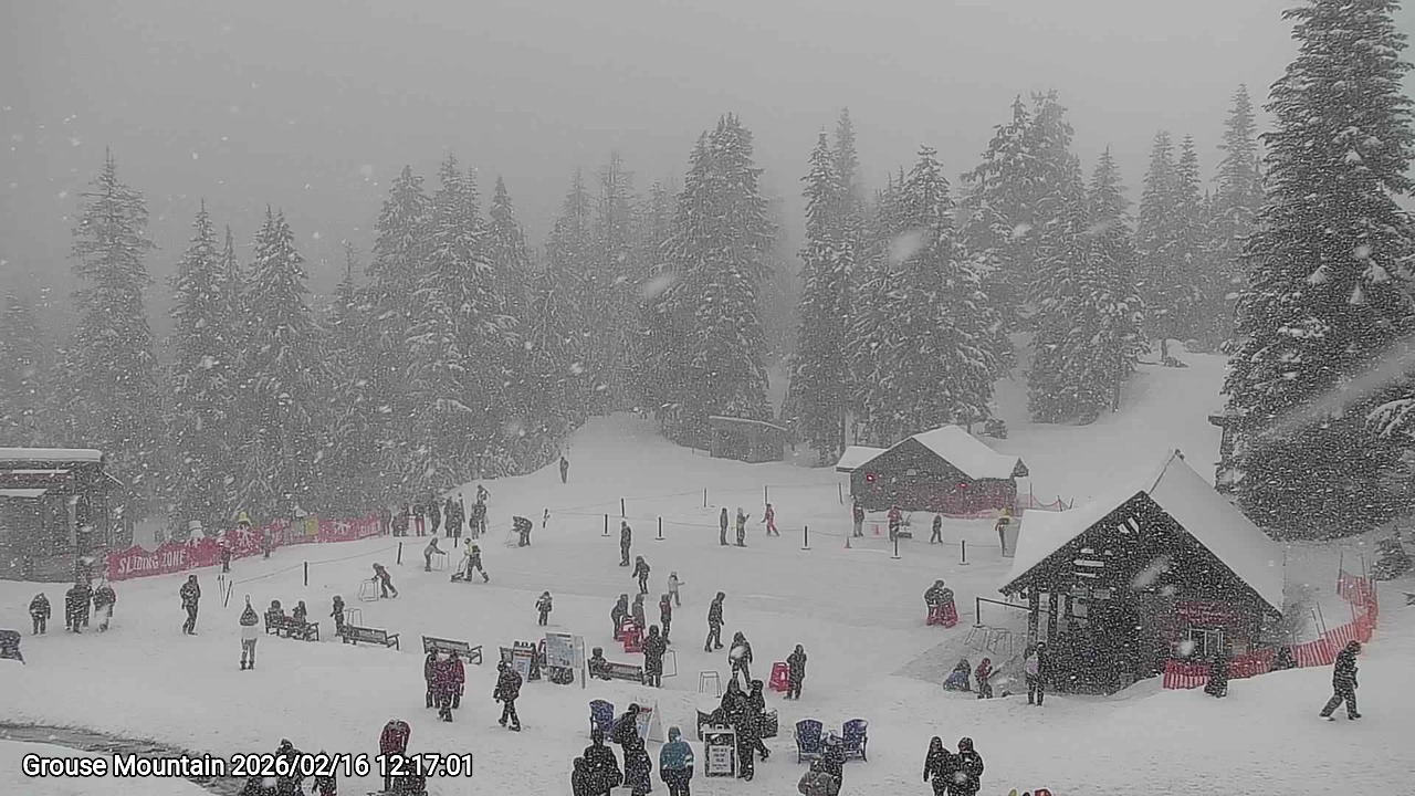 Webcam frame from Grouse Mountain at 2026/02/16 12:00