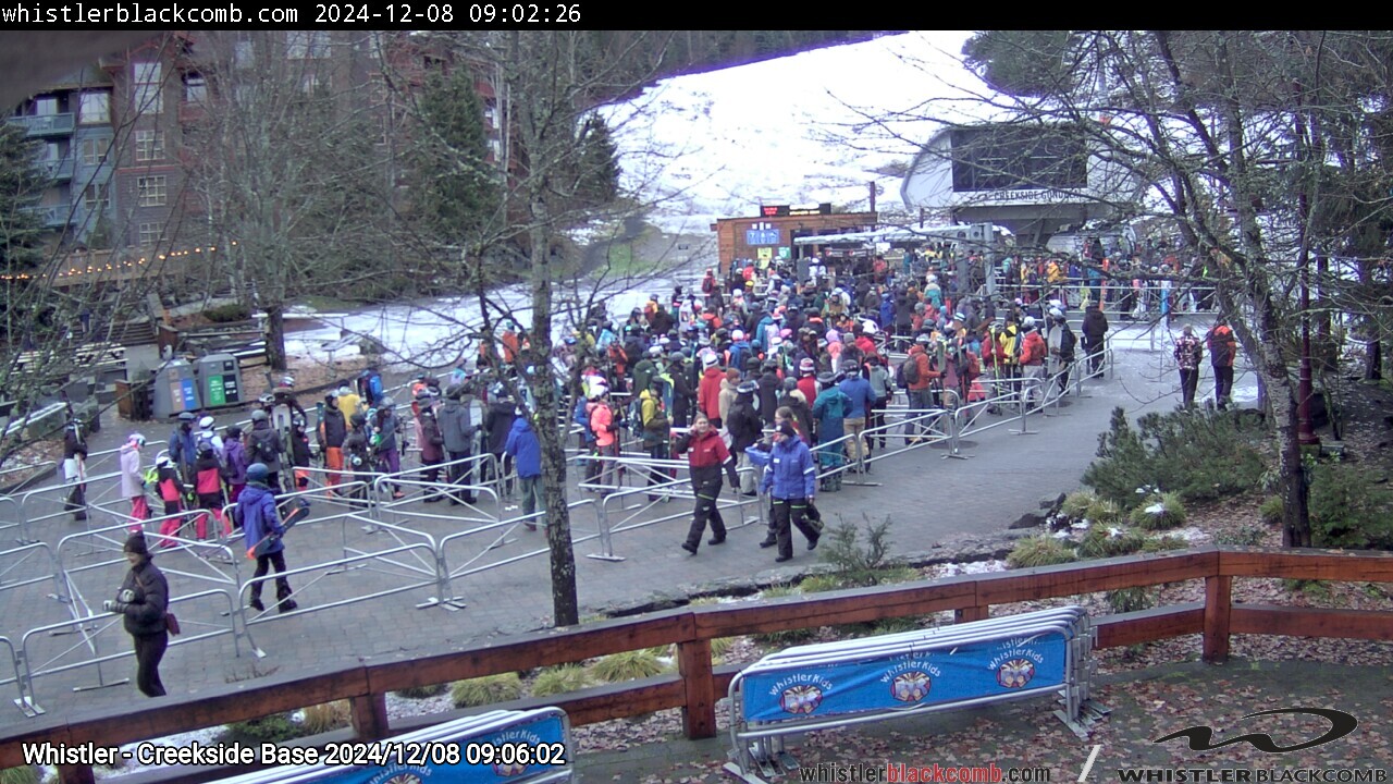 Webcam frame from Whistler - Creekside Base on 2024/12/08