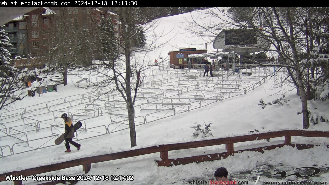 Webcam frame from Whistler - Creekside Base at 2024/12/18 12:00