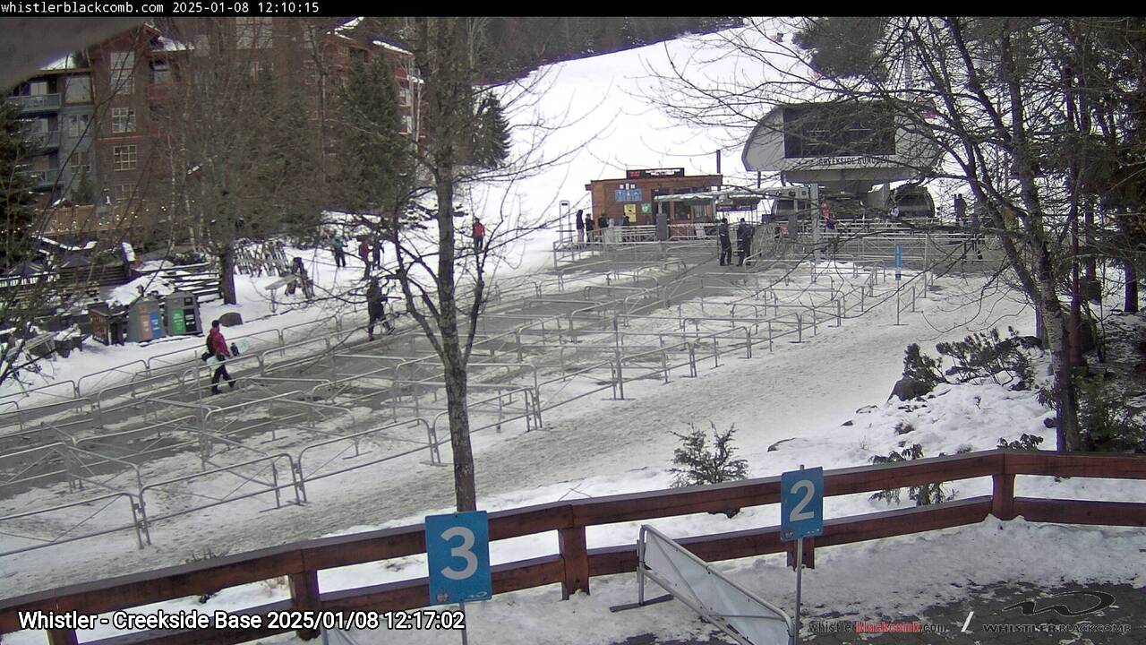 Webcam frame from Whistler - Creekside Base at 2025/01/08 12:00