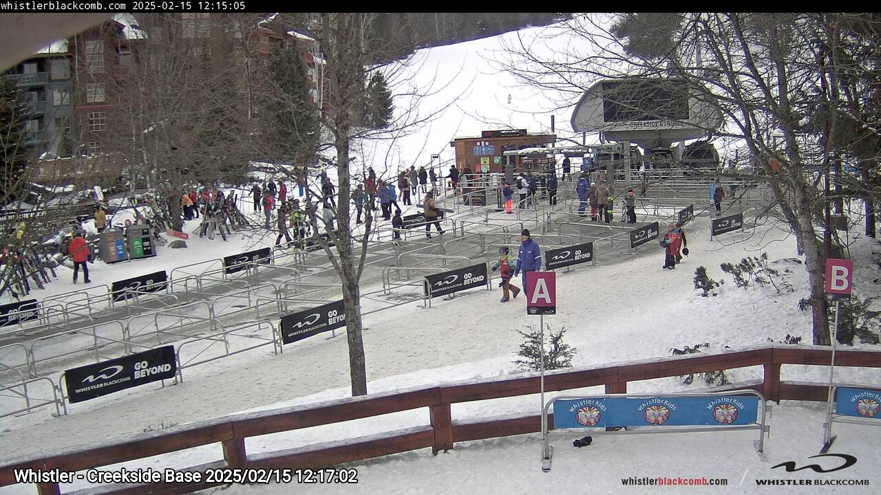 Webcam frame from Whistler - Creekside Base at 2025/02/15 12:00