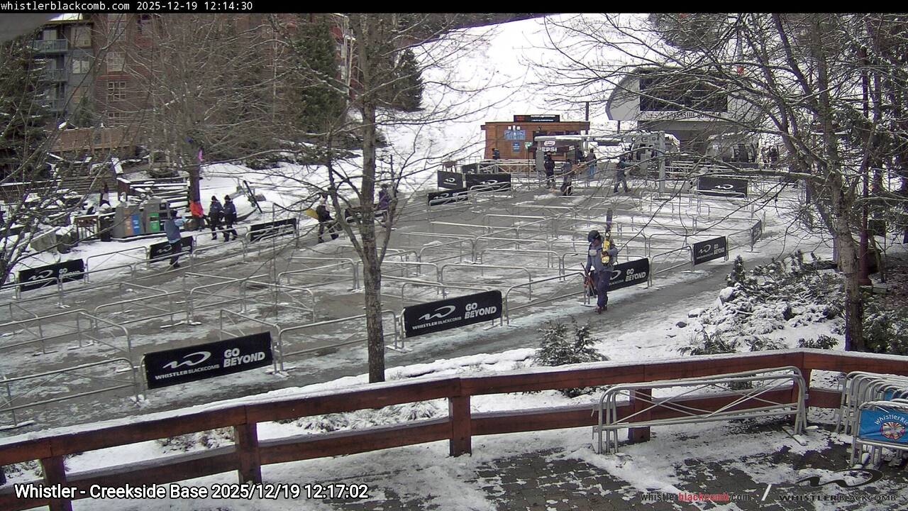 Webcam frame from Whistler - Creekside Base at 2025/12/19 12:00