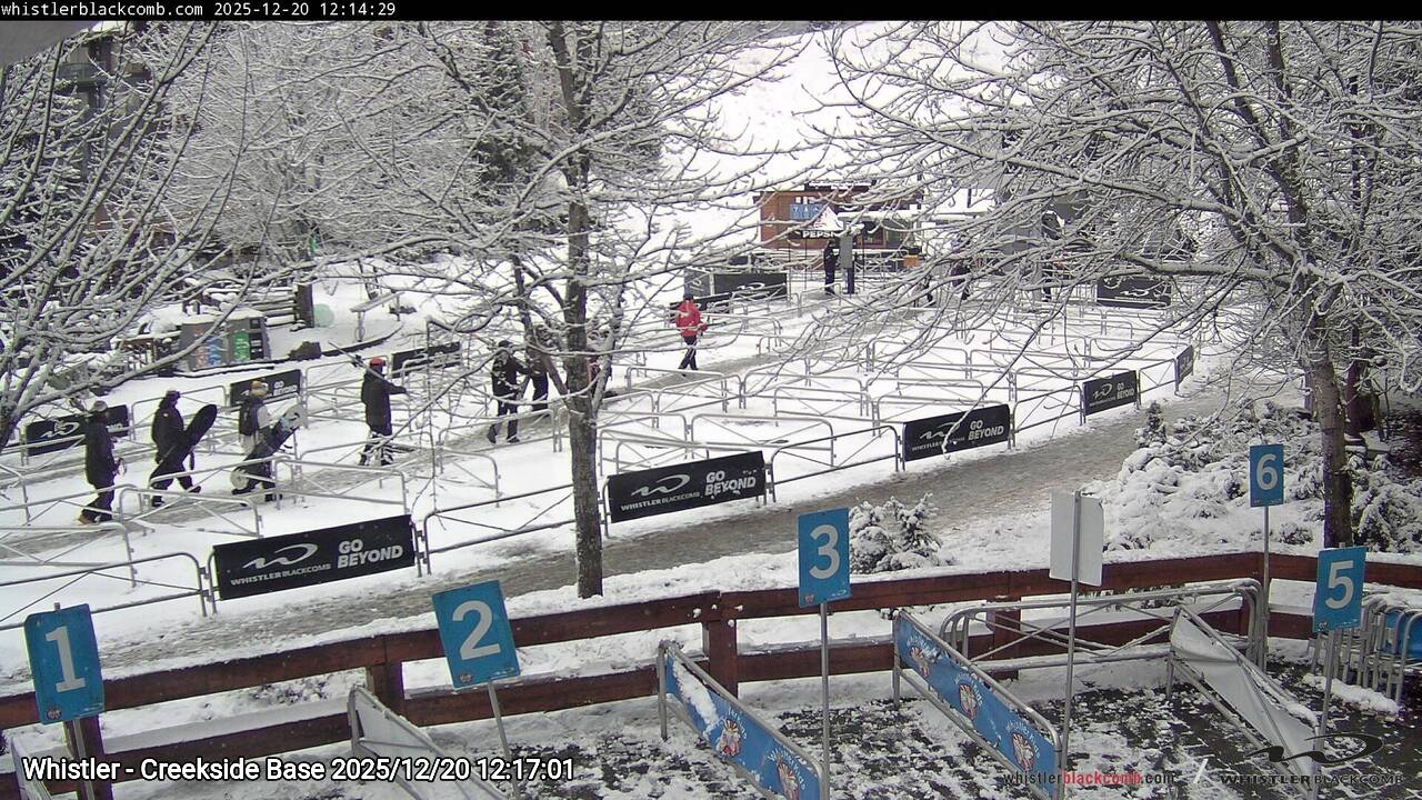 Webcam frame from Whistler - Creekside Base at 2025/12/20 12:00