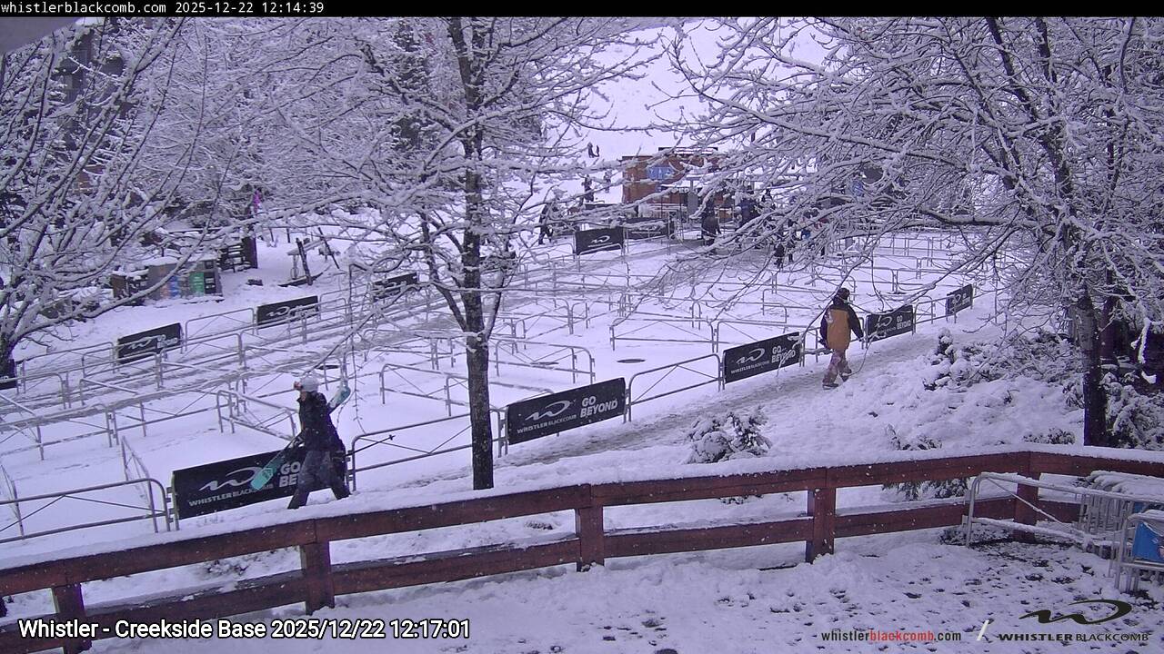 Webcam frame from Whistler - Creekside Base at 2025/12/22 12:00