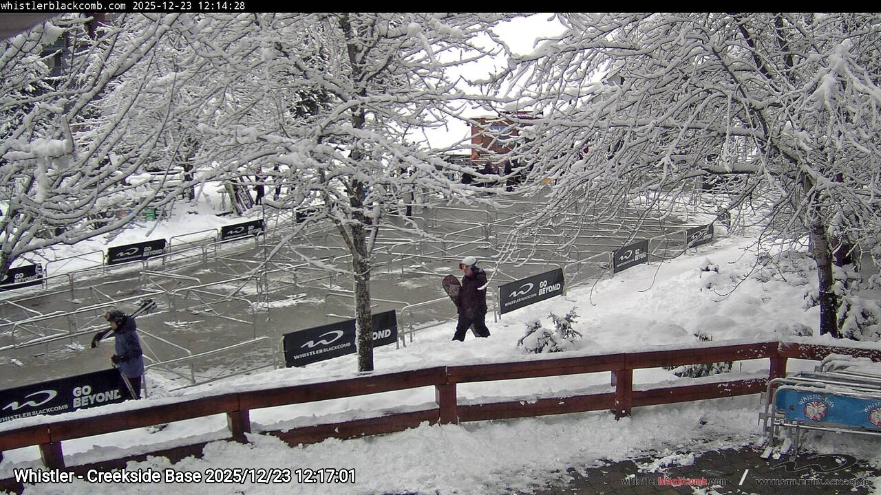 Webcam frame from Whistler - Creekside Base at 2025/12/23 12:00