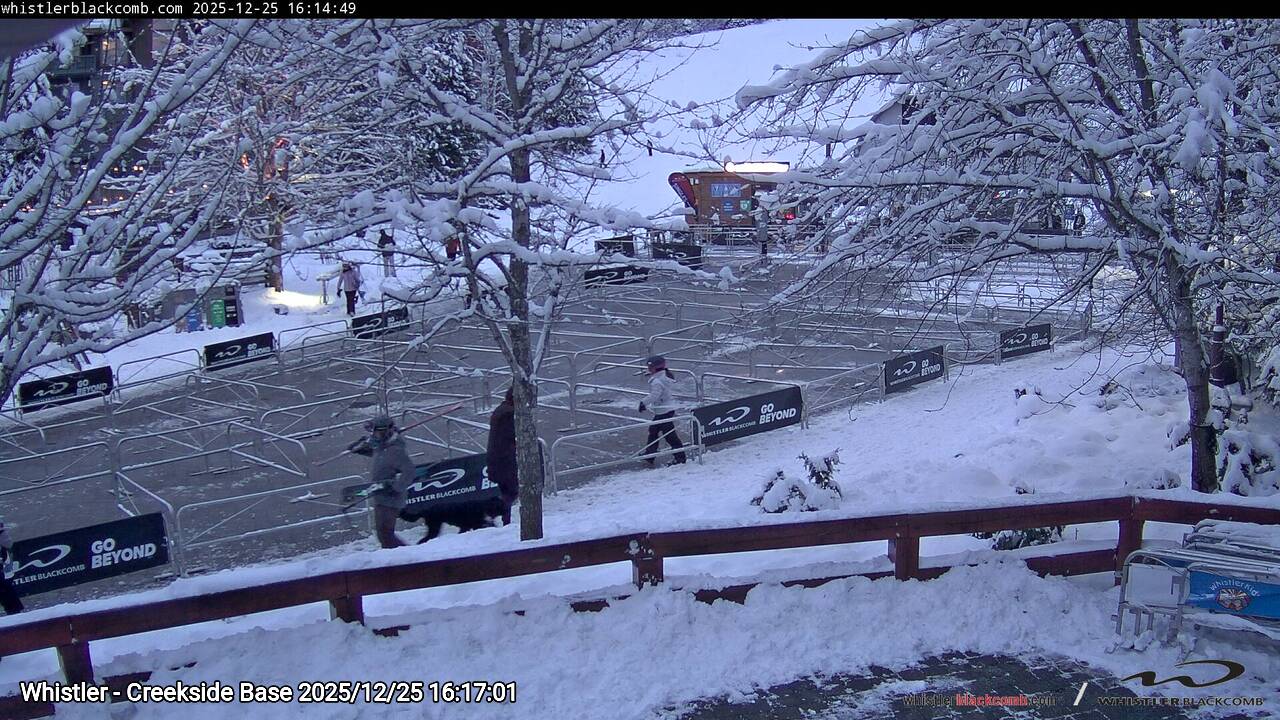 Webcam frame from Whistler - Creekside Base at 2025/12/25 16:00