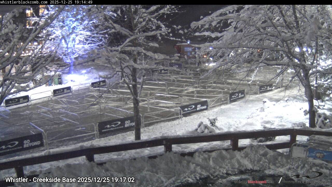 Webcam frame from Whistler - Creekside Base at 2025/12/25 19:00