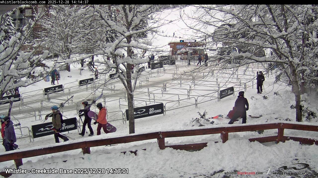 Webcam frame from Whistler - Creekside Base on 2025/12/28