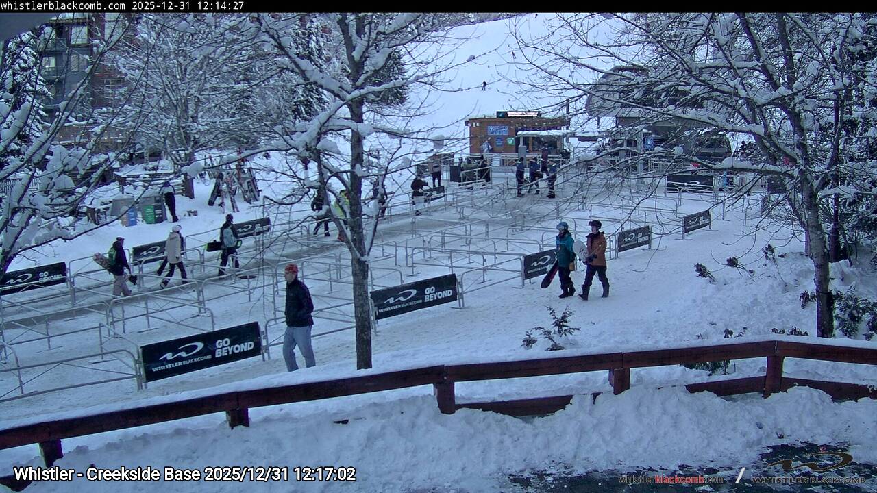 Webcam frame from Whistler - Creekside Base at 2025/12/31 12:00