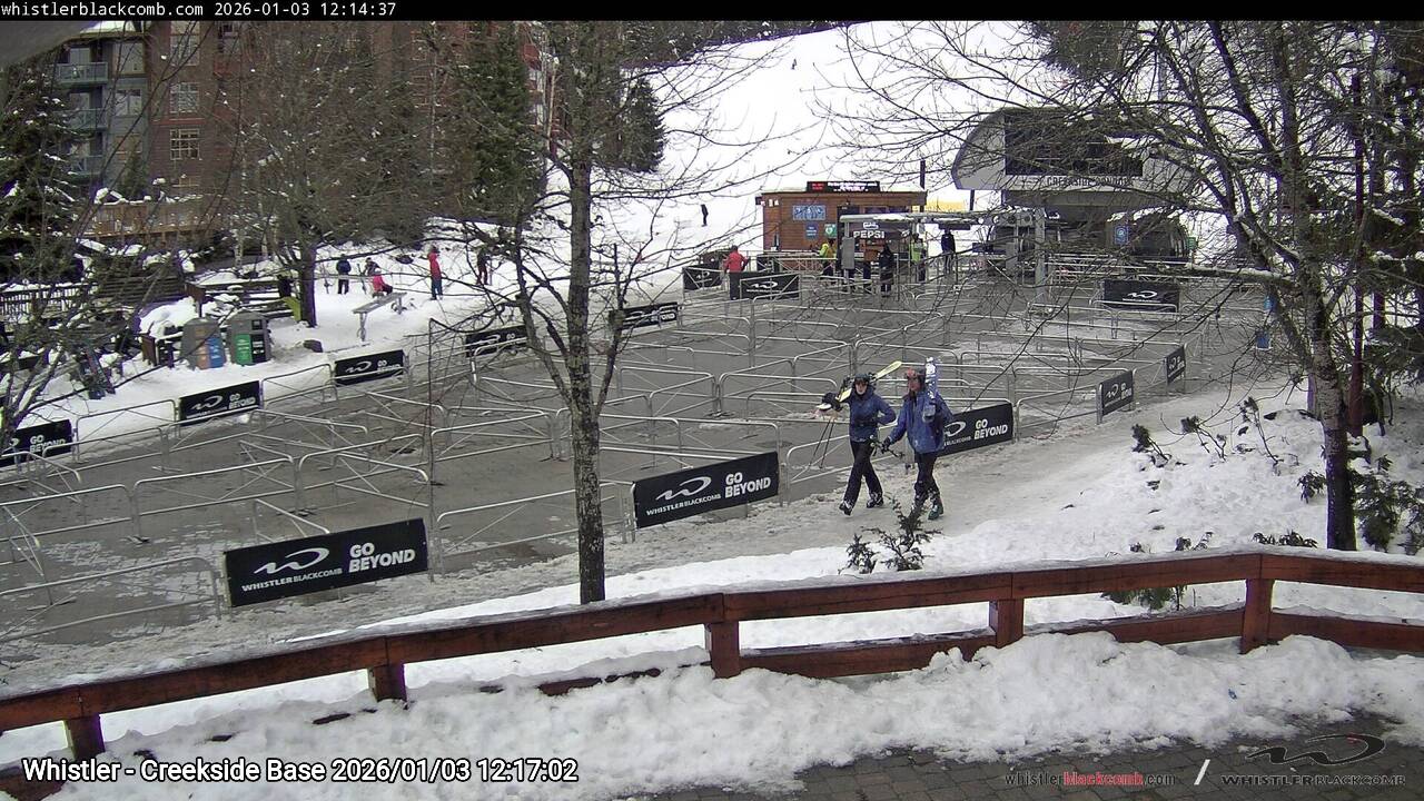 Webcam frame from Whistler - Creekside Base at 2026/01/03 12:00