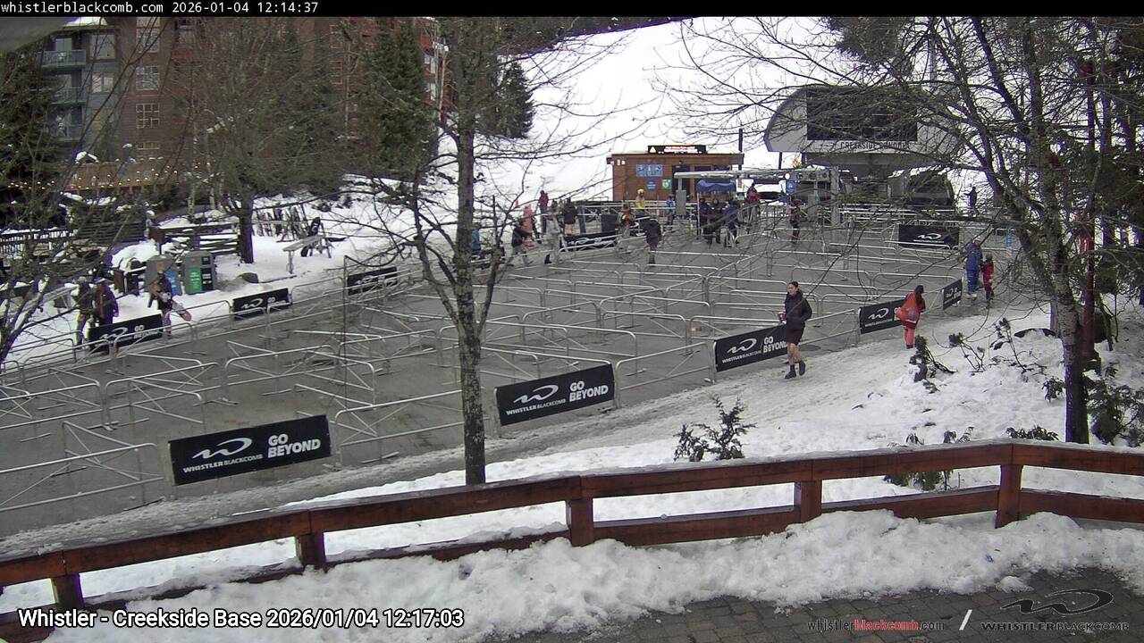 Webcam frame from Whistler - Creekside Base at 2026/01/04 12:00