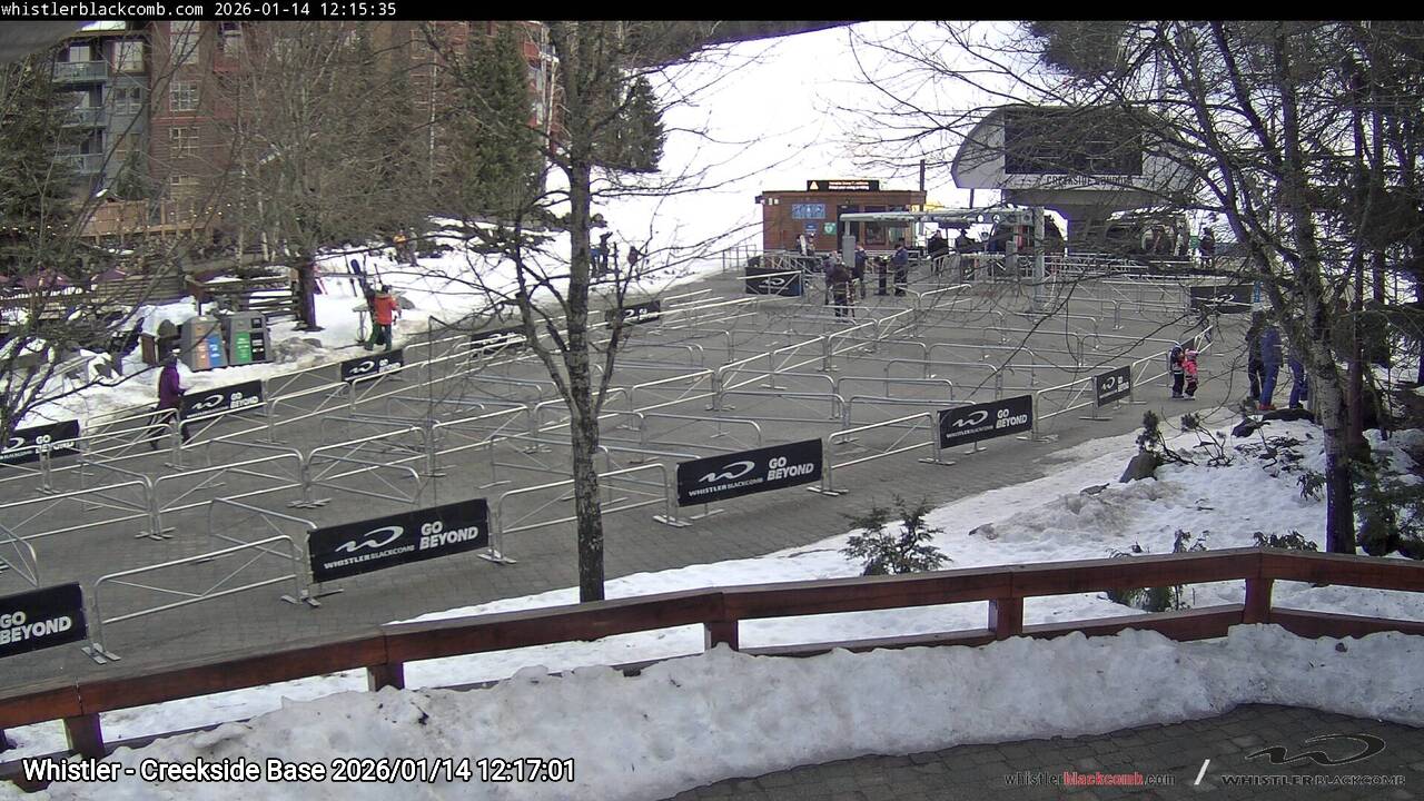 Webcam frame from Whistler - Creekside Base at 2026/01/14 12:00