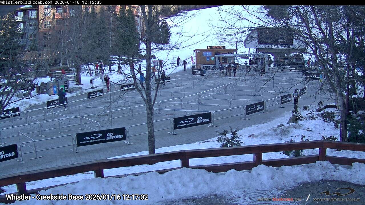 Webcam frame from Whistler - Creekside Base at 2026/01/16 12:00