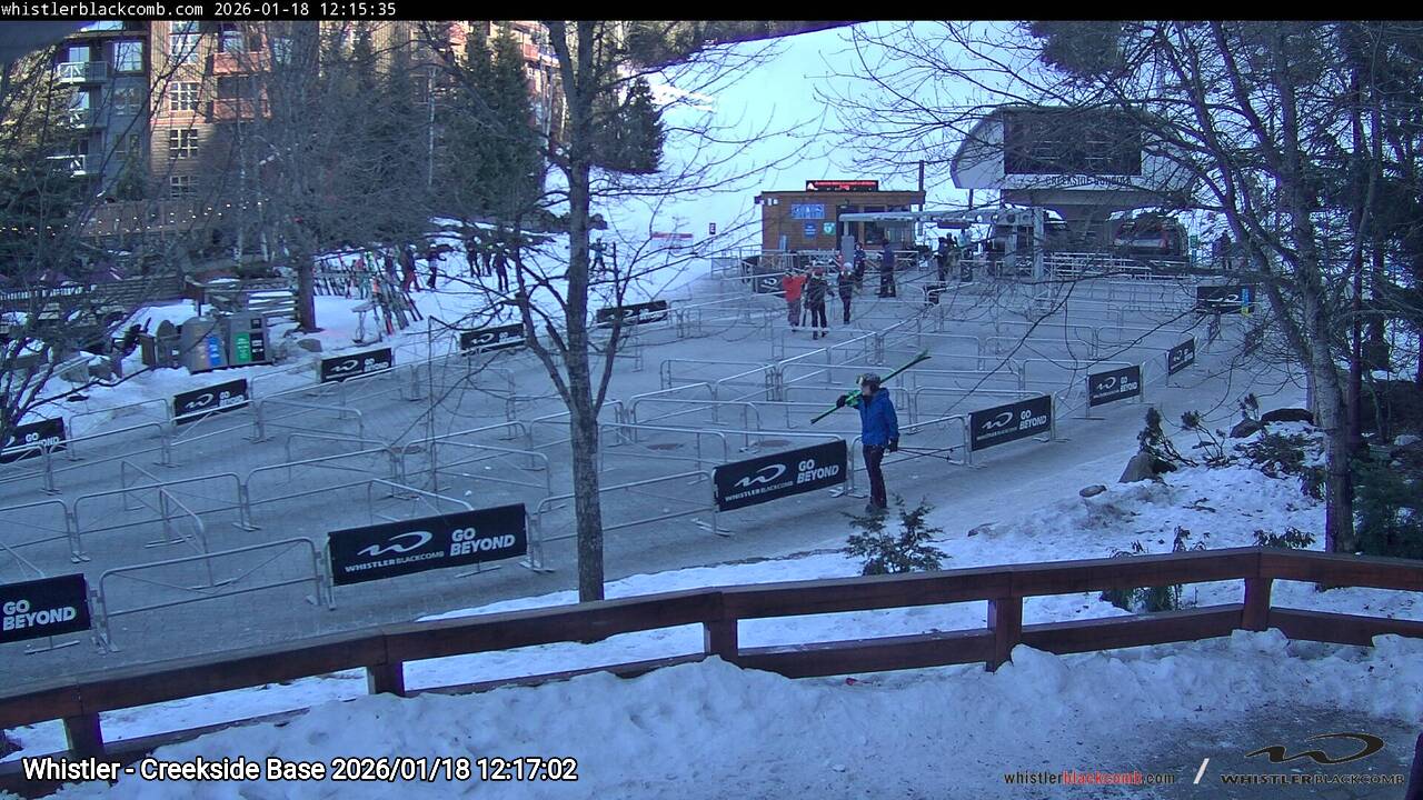 Webcam frame from Whistler - Creekside Base at 2026/01/18 12:00