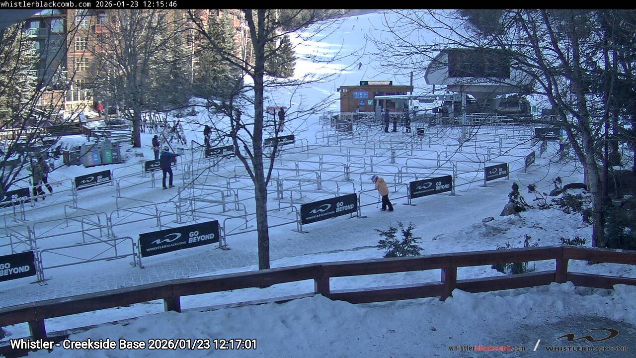 Webcam frame from Whistler - Creekside Base at 2026/01/23 12:00