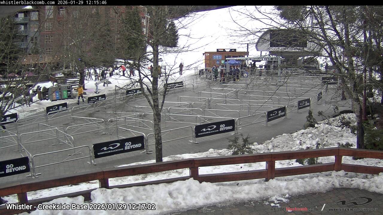 Webcam frame from Whistler - Creekside Base at 2026/01/29 12:00