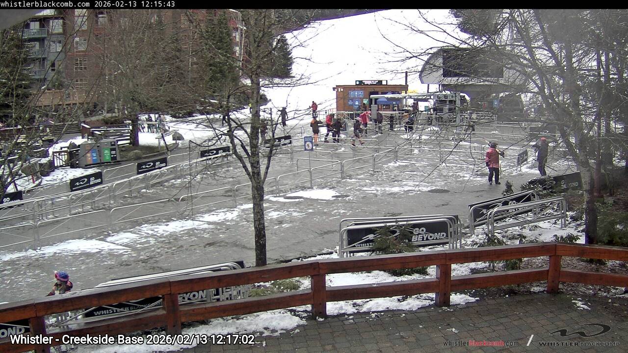 Webcam frame from Whistler - Creekside Base at 2026/02/13 12:00
