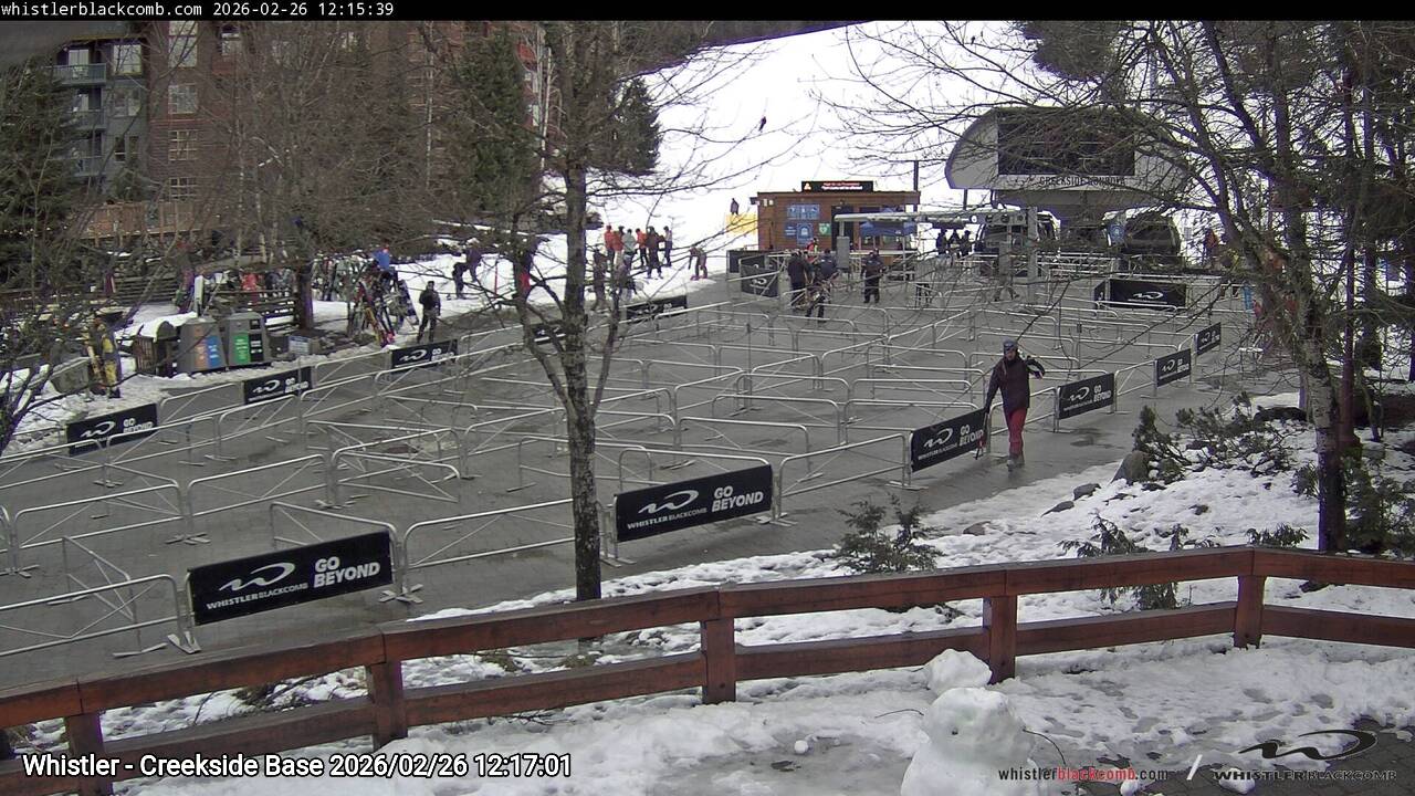 Webcam frame from Whistler - Creekside Base at 2026/02/26 12:00