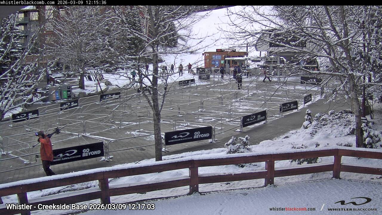 Webcam frame from Whistler - Creekside Base at 2026/03/09 12:00