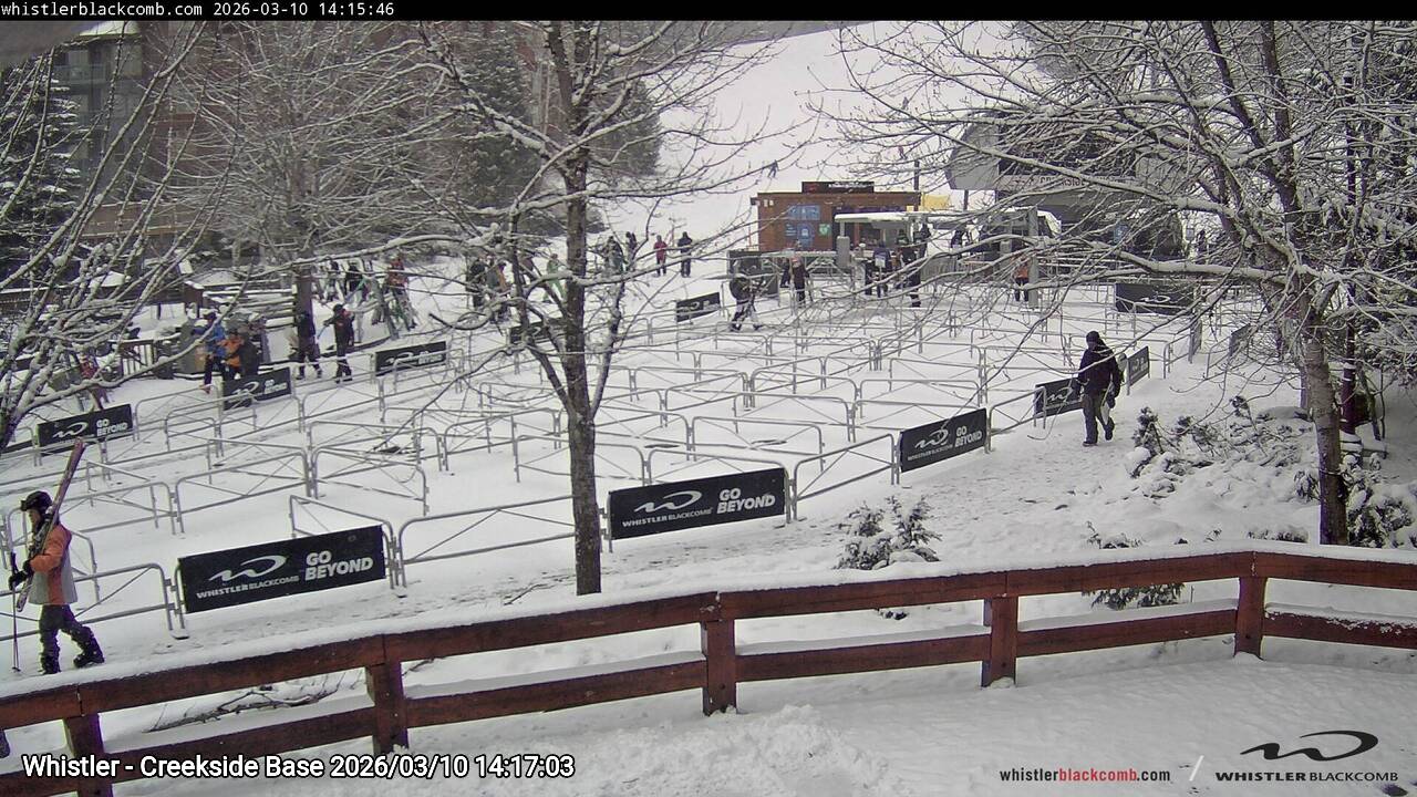 Webcam frame from Whistler - Creekside Base on 2026/03/10