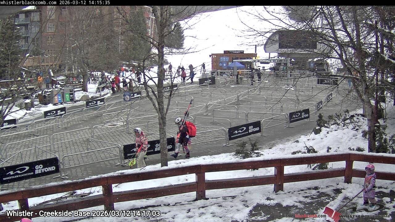 Webcam frame from Whistler - Creekside Base on 2026/03/12