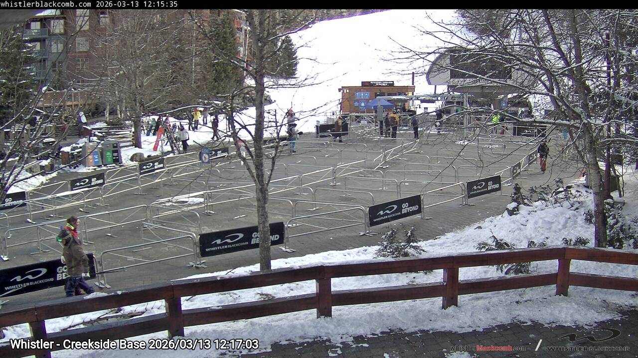 Webcam frame from Whistler - Creekside Base at 2026/03/13 12:00