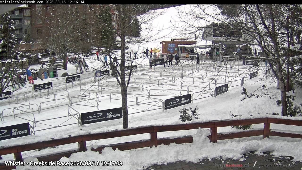 Webcam frame from Whistler - Creekside Base at 2026/03/16 12:00