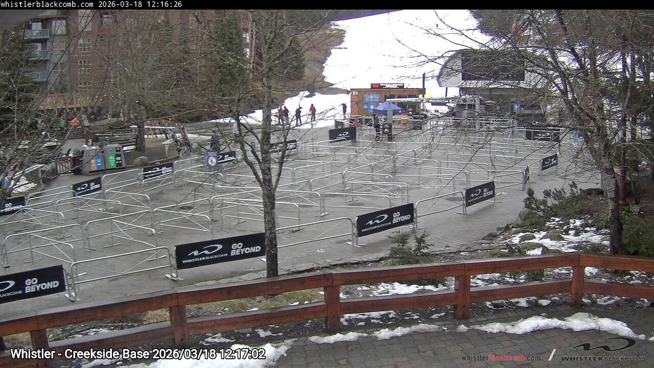 Webcam frame from Whistler - Creekside Base at 2026/03/18 12:00