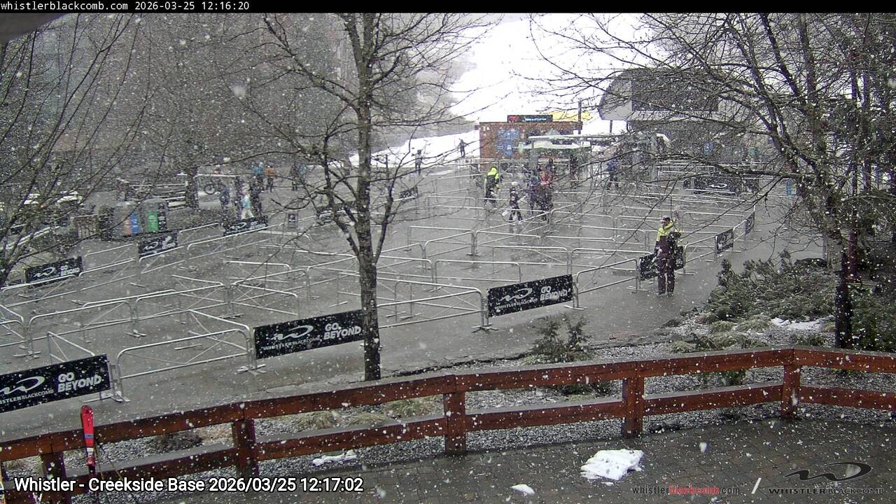 Webcam frame from Whistler - Creekside Base at 2026/03/25 12:00