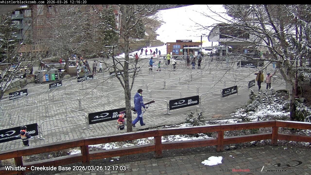 Webcam frame from Whistler - Creekside Base at 2026/03/26 12:00