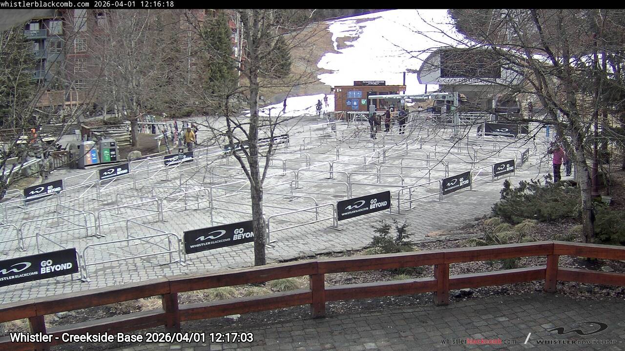 Webcam frame from Whistler - Creekside Base at 2026/04/01 12:00