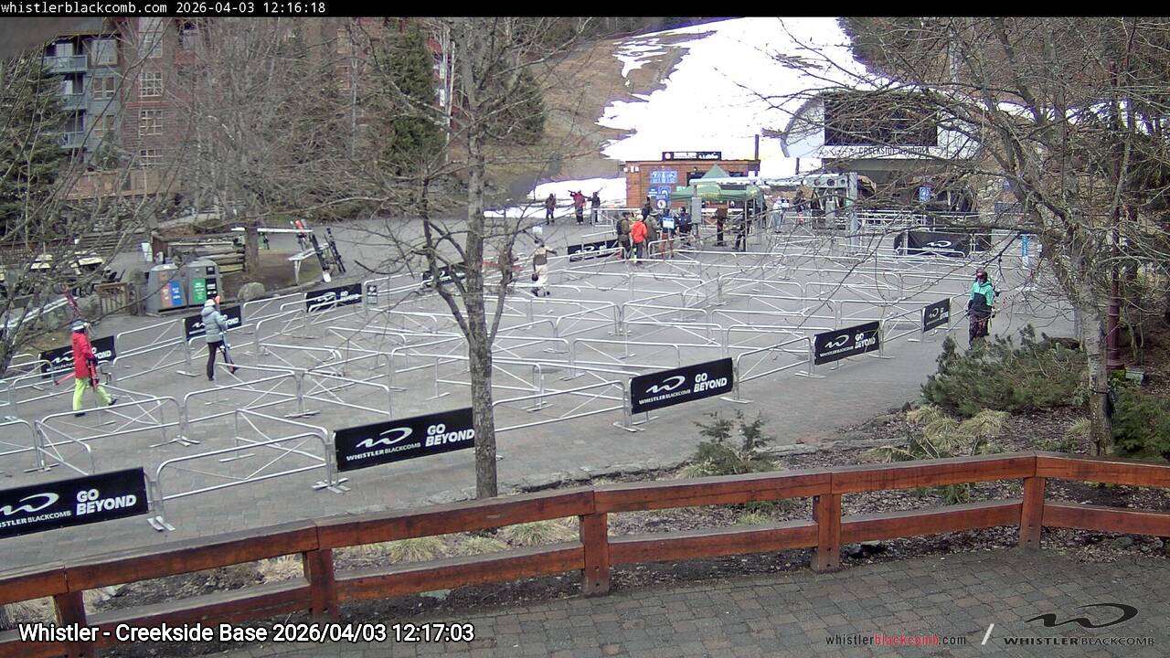 Webcam frame from Whistler - Creekside Base at 2026/04/03 12:00