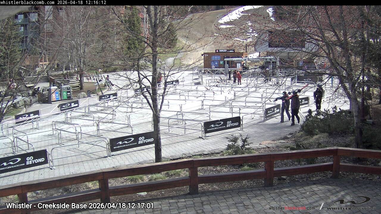 Webcam frame from Whistler - Creekside Base at 2026/04/18 12:00