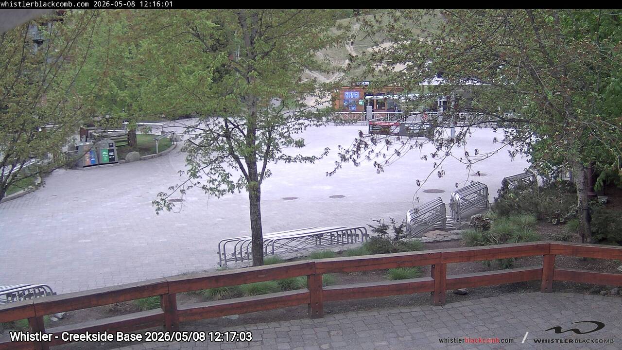 Webcam frame from Whistler - Creekside Base at 2026/05/08 12:00