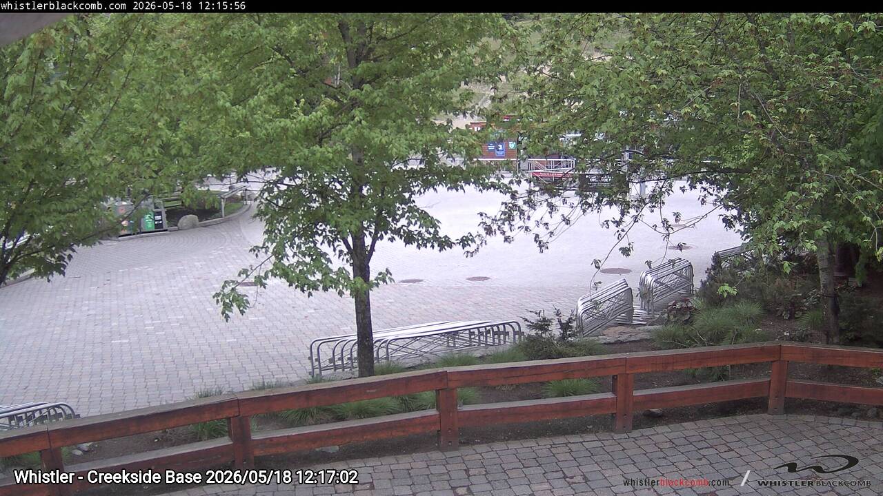 Webcam frame from Whistler - Creekside Base at 2026/05/18 12:00